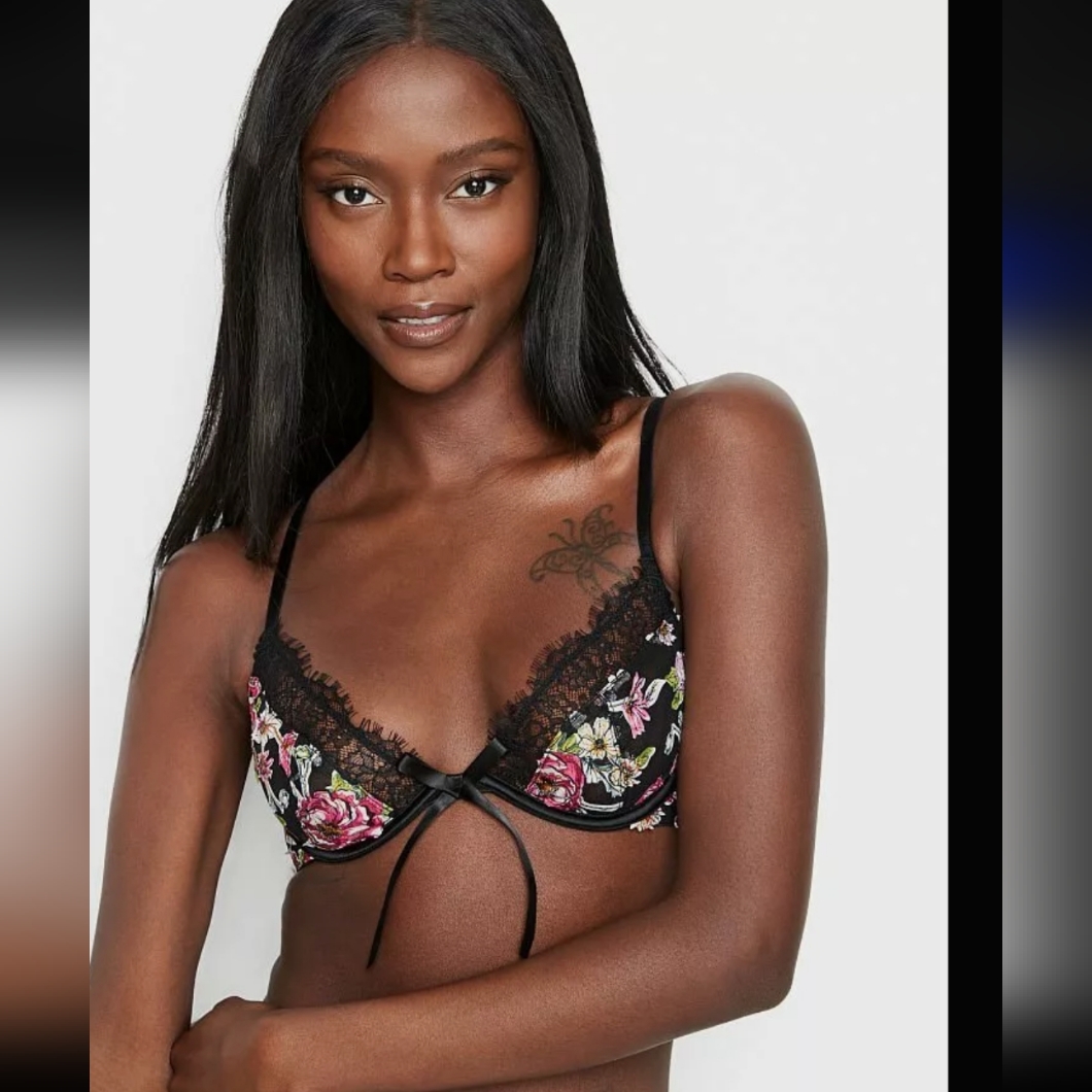 Victoria's Secret Dream Angels Unlined Applique Low Cut Demi Bra 32dd Nwot